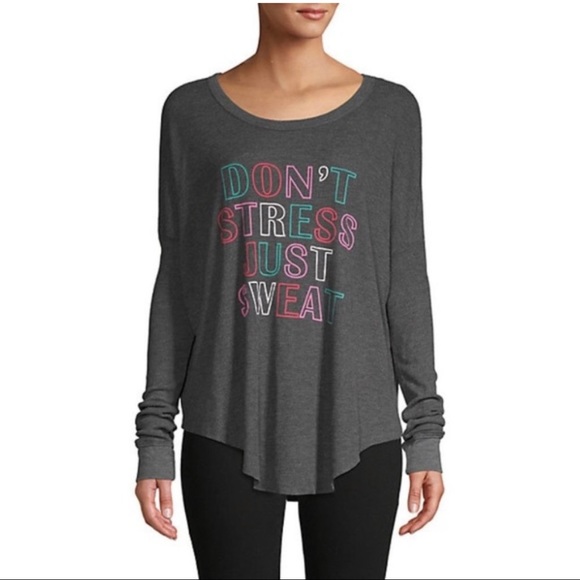 Wildfox Tops - Wildfox New Don't Stress Just Sweat Perry Thermal Top Long Sleeve Tee Large